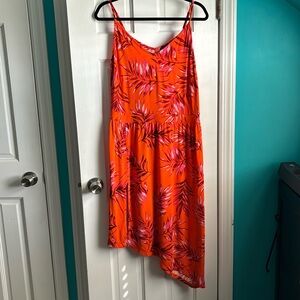 Venus Orange floral dress High low hem